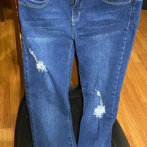Stylish Blue Distressed Women Jeans